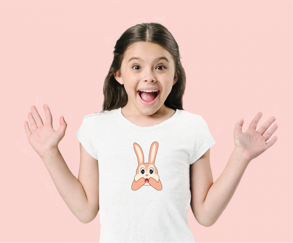 girl in rabbit surprise tshirt