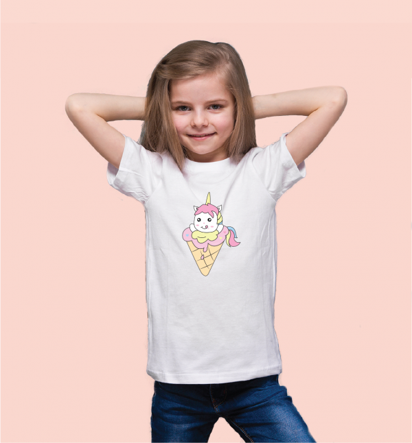 girl in unicorn with icecream tshirt