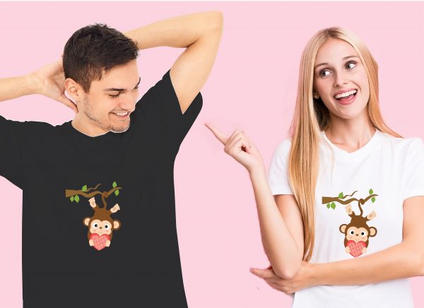 couple in monkey with love tshirt
