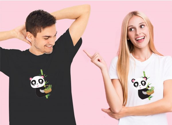 couple in panda on bamboo tshirt