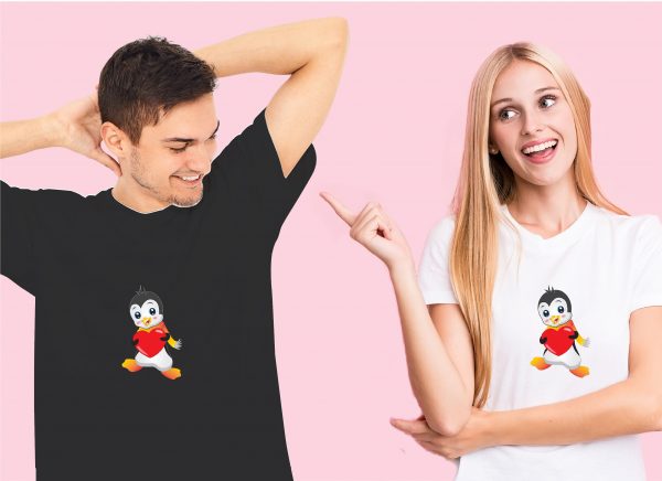couple in penguin love tshirt