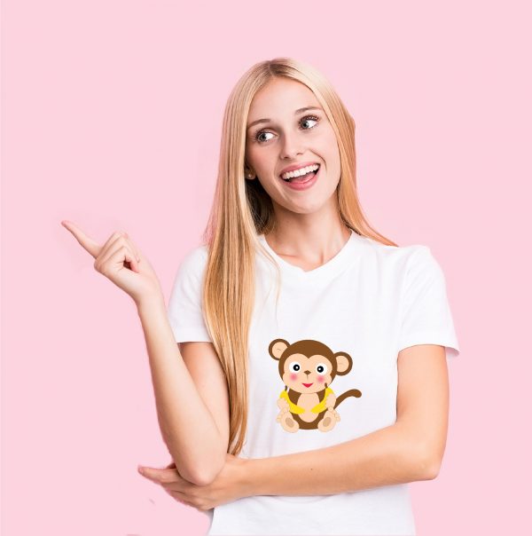 girl in monkey with bananas tshirt