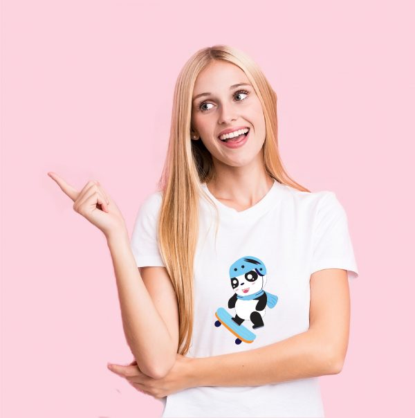 girl in panda skating tshirt