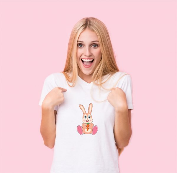 girl in rabbit with carrot tshirt