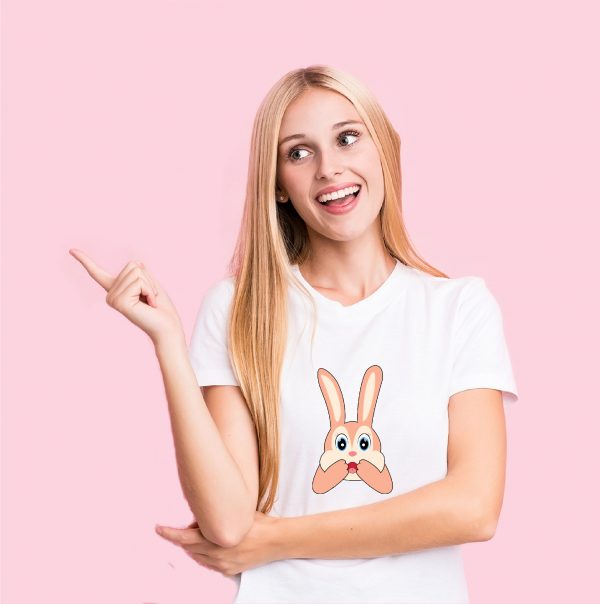 girl in surprised rabbit tshirt