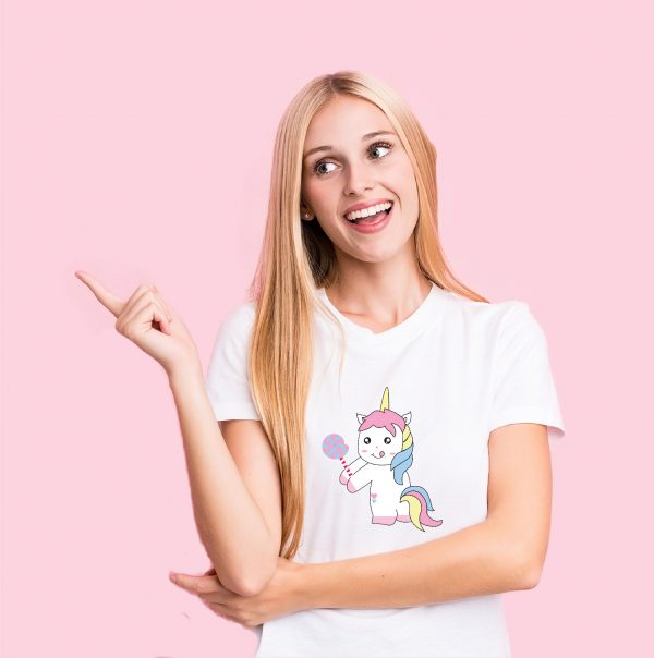girl in unicorn with lollipop tshirt